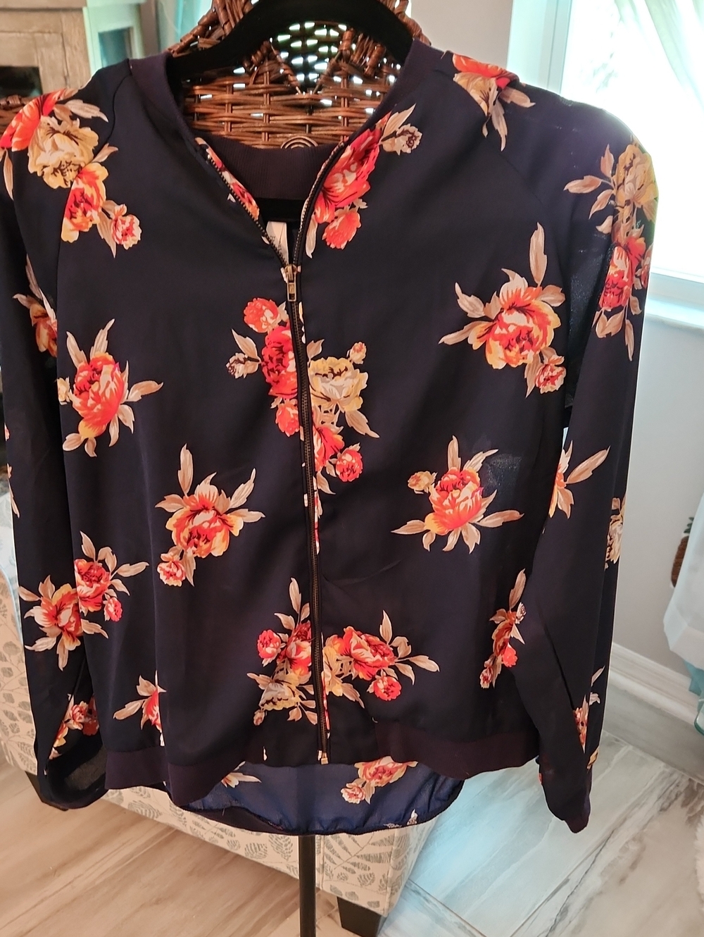 Live 4 Truth Navy Floral Zip-Front Hoodie